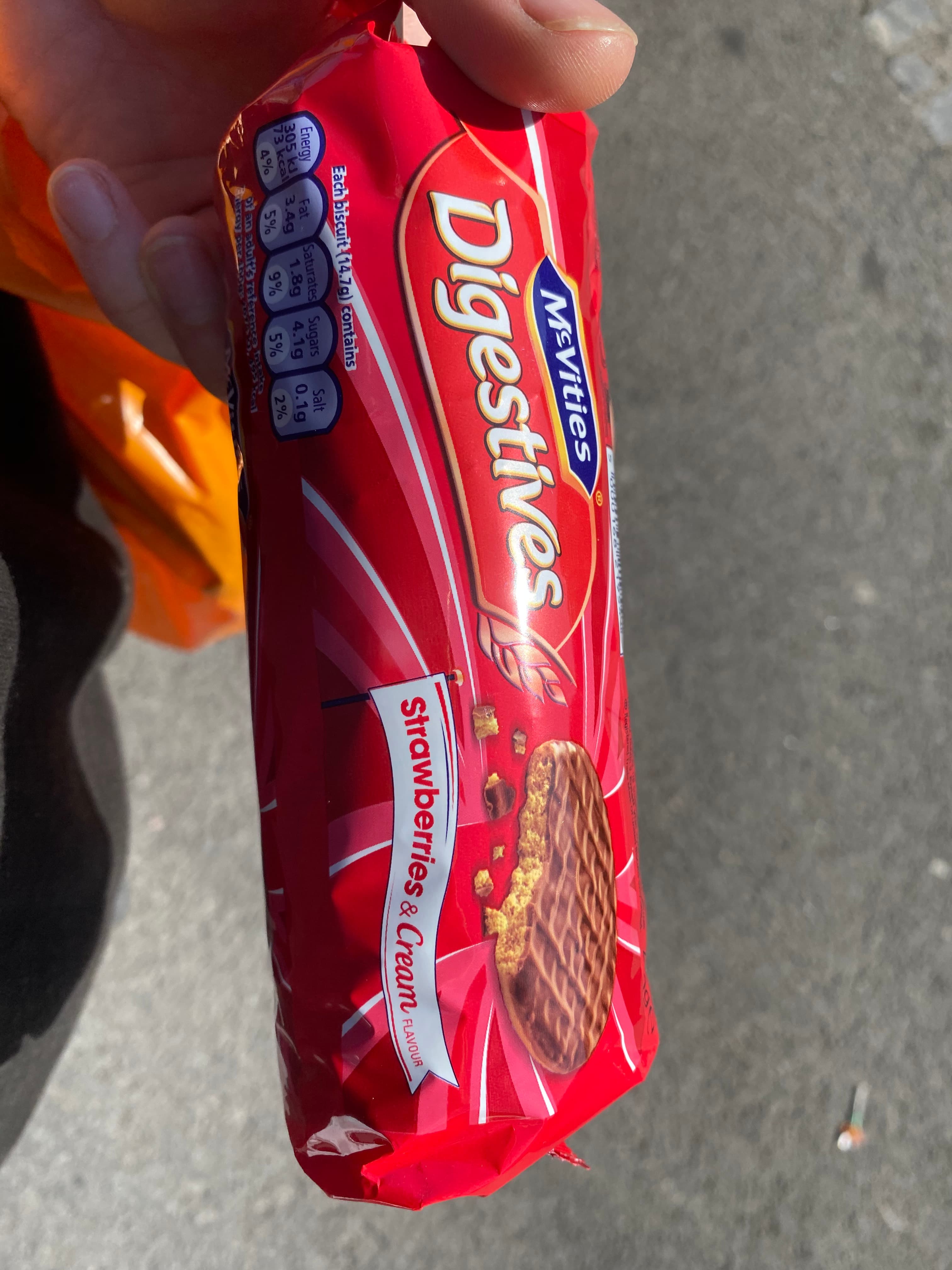 Field photograph of Digestives strawberries and cream